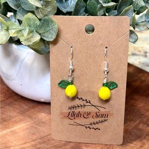 Lemon Earrings- Adorable Fruit Earrings- Minimalistic Dainty Earrings- Handmade!